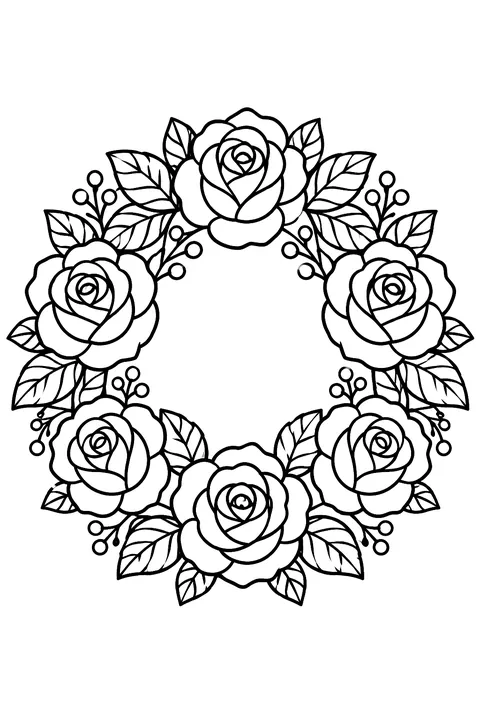 a wreath of roses coloring page