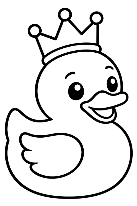 a rubber duck with a crown coloring page