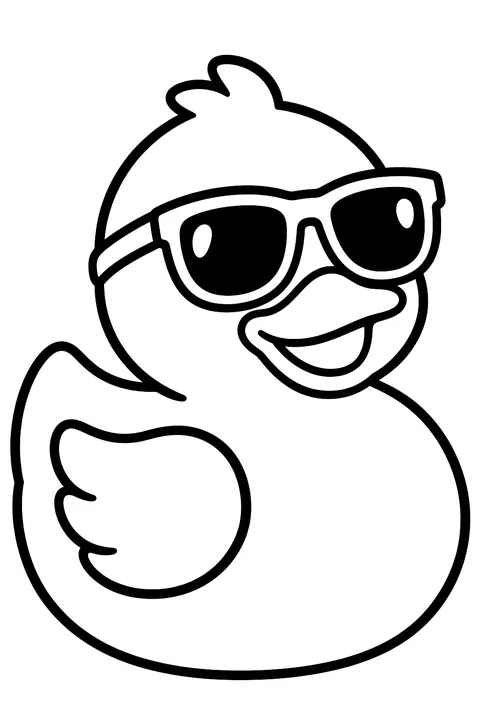 a rubber duck wearing sunglasses coloring page