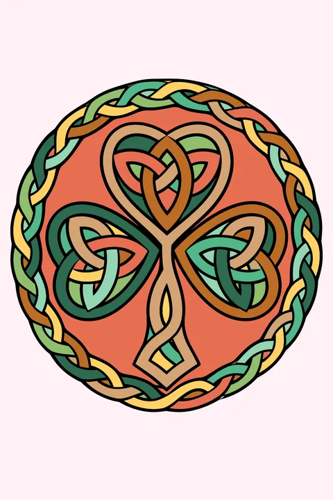 a Celtic knot shamrock design coloring page