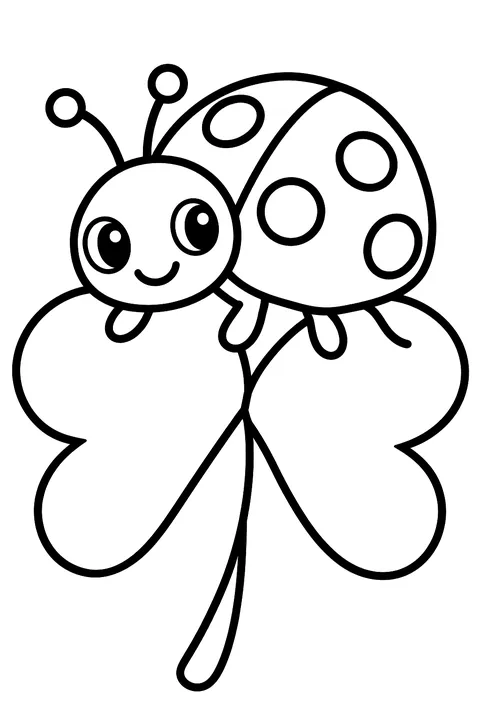 a ladybug on a clover leaf coloring page