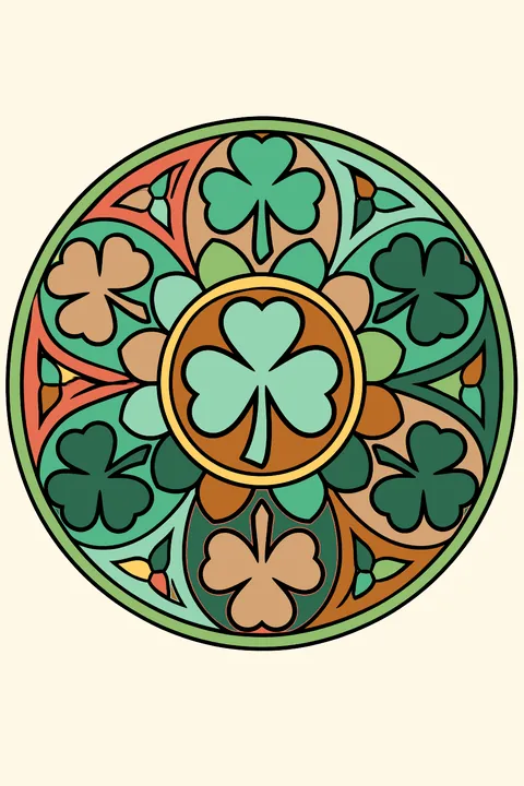 a shamrock mandala coloring page