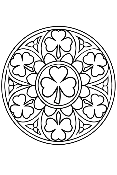 a shamrock mandala coloring page