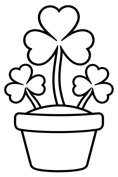 a clover plant in a pot coloring page