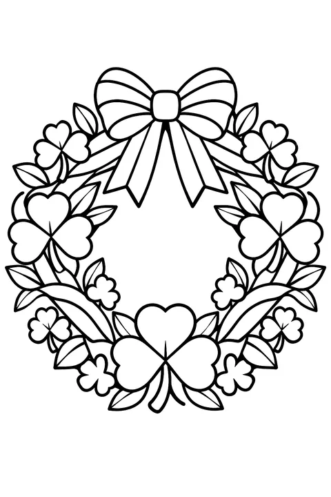 a shamrock wreath coloring page