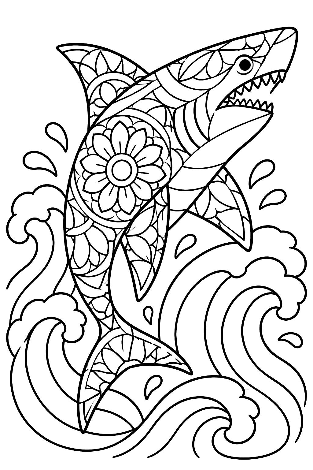 Mandala Shark coloring page