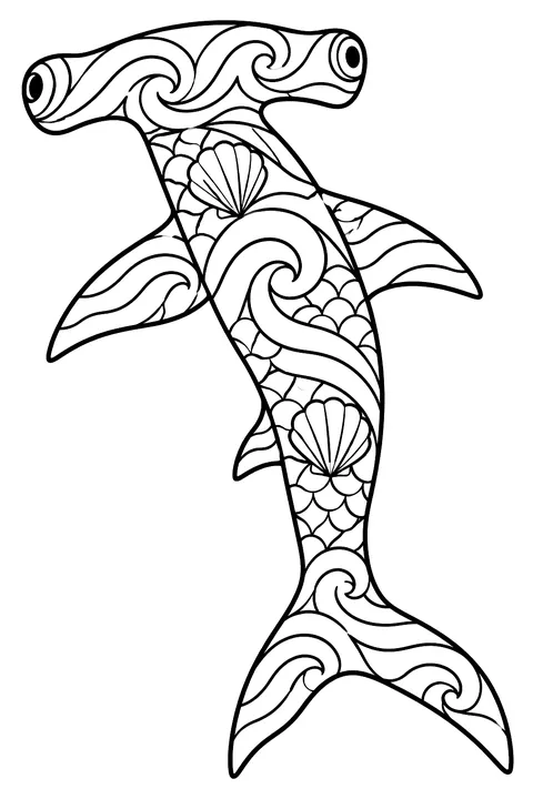Ocean Pattern Hammerhead coloring page