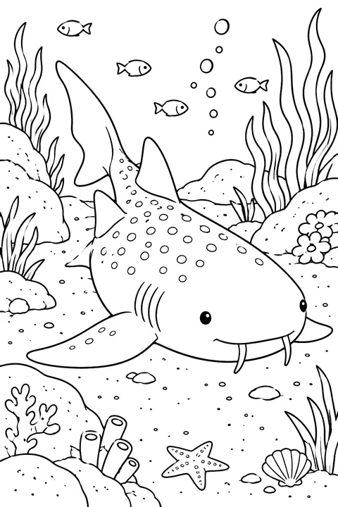 Nurse Shark on the Sea Floor coloring page