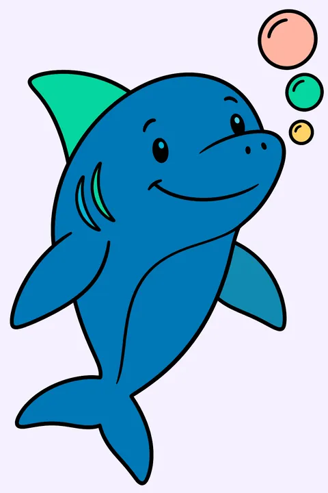 Shark Blowing Bubbles coloring page