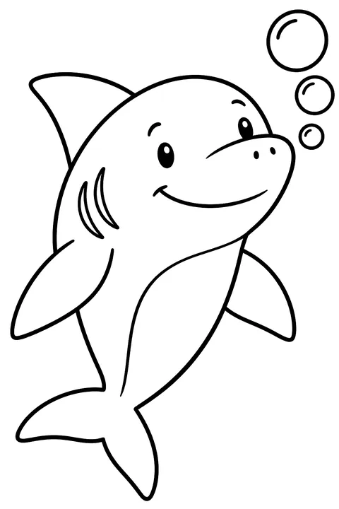 Shark Blowing Bubbles coloring page