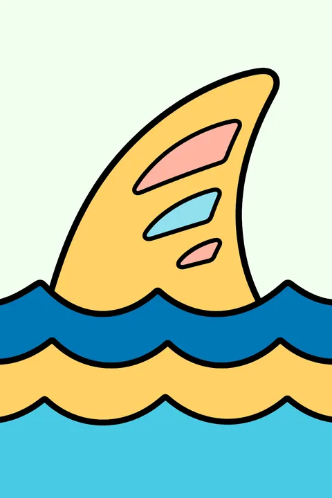 Shark Fin in the Waves coloring page