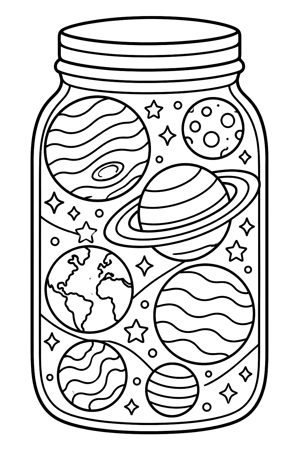 Planets coloring page