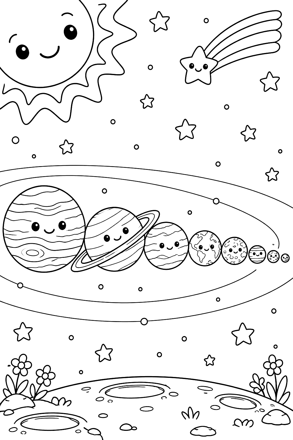 Planets Lined Up coloring page