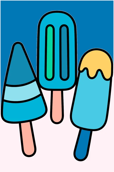 Three popsicles of different shapes coloring page