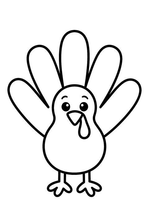 a turkey made from a handprint shape with feathers coloring page