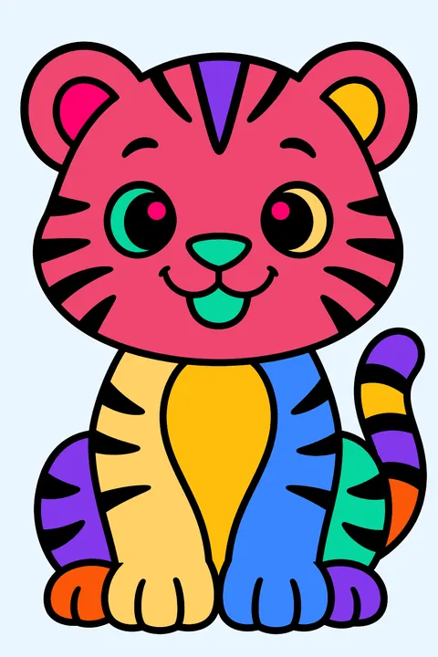 Kawaii tiger coloring page