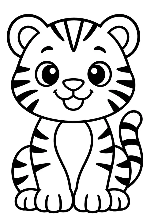 Kawaii tiger coloring page
