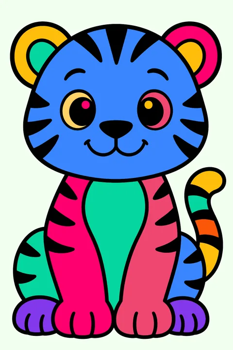Simple cute tiger coloring page