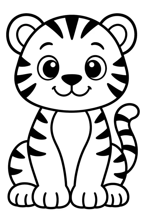 Simple cute tiger coloring page