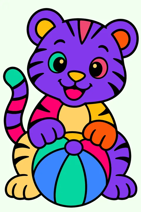 Tiger with a ball coloring page
