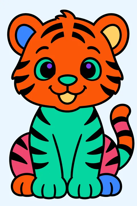 Tiger cub sitting coloring page