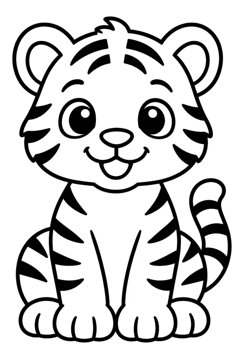 Tiger cub sitting coloring page