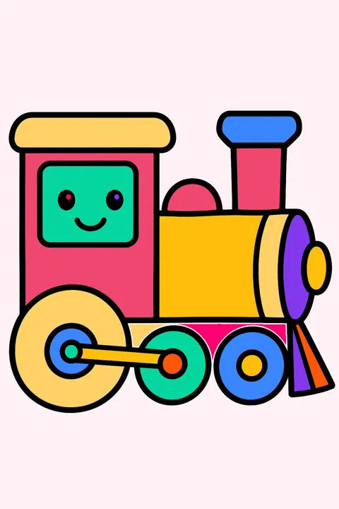 Simple train engine side view coloring page