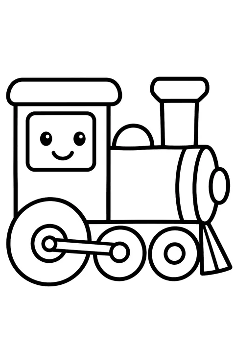Simple train engine side view coloring page