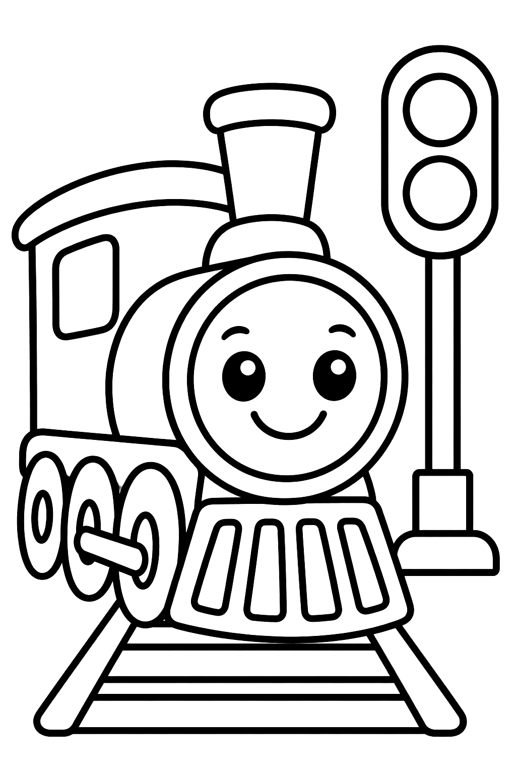 Train and railway signal coloring page