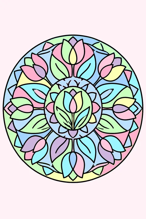 a tulip mandala coloring page