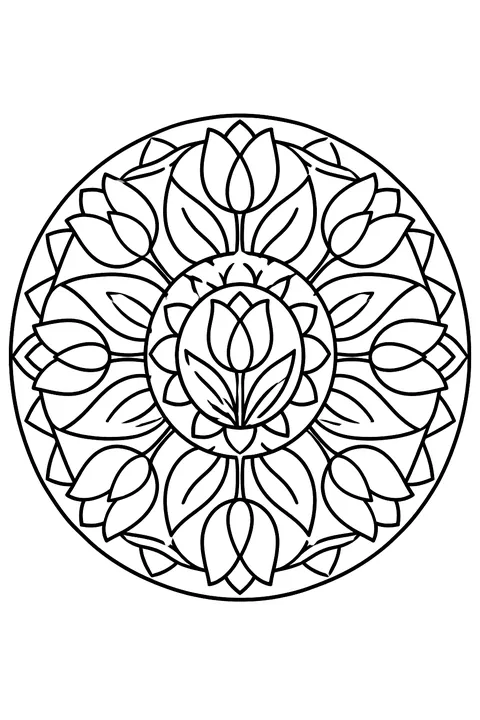 a tulip mandala coloring page