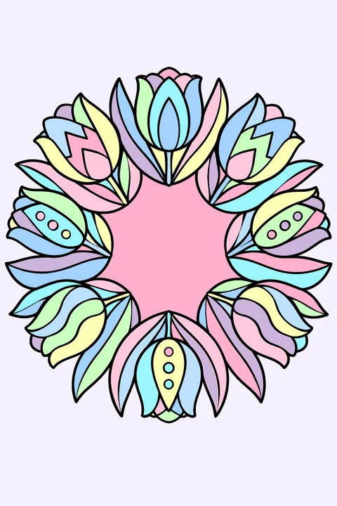 a wreath of tulips coloring page