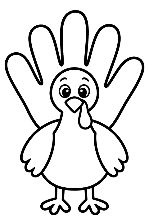 Turkey shaped like a hand coloring page