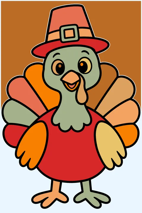 Turkey with a pilgrim hat coloring page
