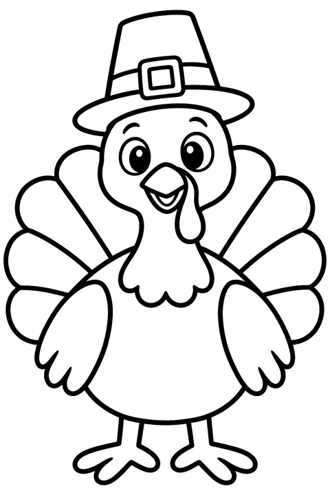 Turkey with a pilgrim hat coloring page