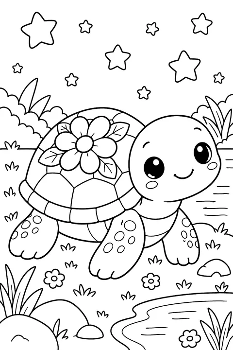 Kawaii Turtle coloring page