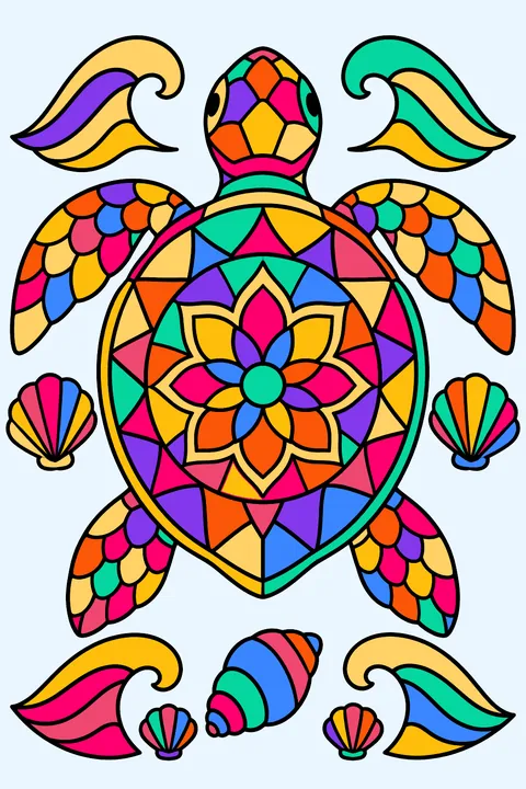 Mandala Sea Turtle coloring page