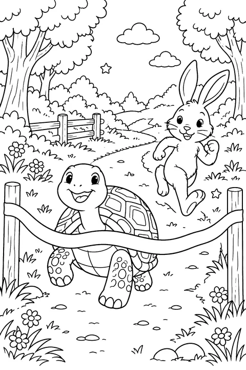 Tortoise and the Hare coloring page