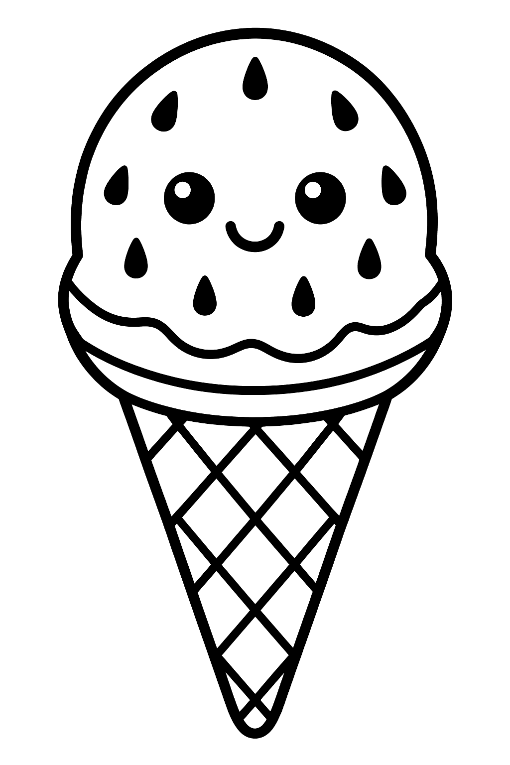 an ice cream cone with a watermelon scoop coloring page