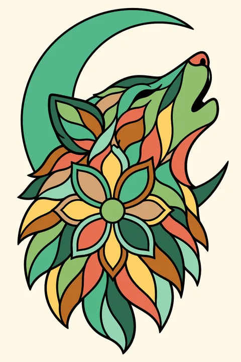 Mandala Wolf coloring page