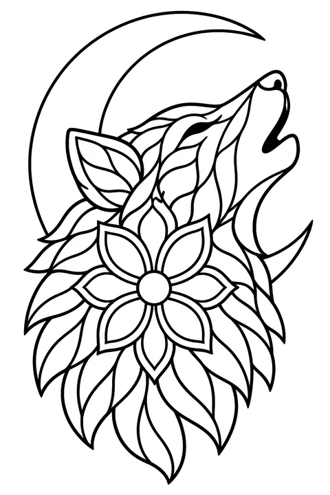 Mandala Wolf coloring page