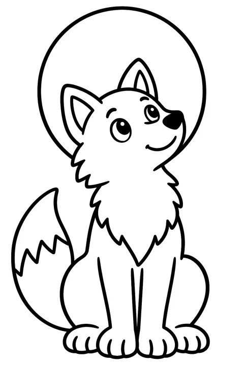 Wolf Under the Moon coloring page